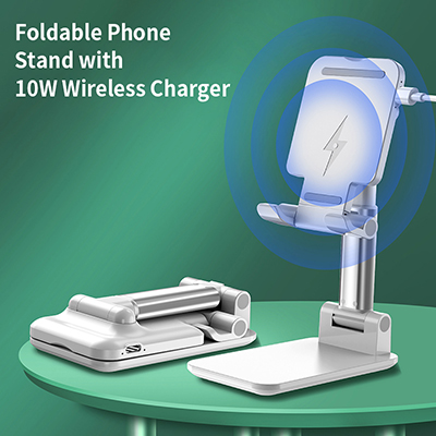 Mobile phone holder with wireless charger