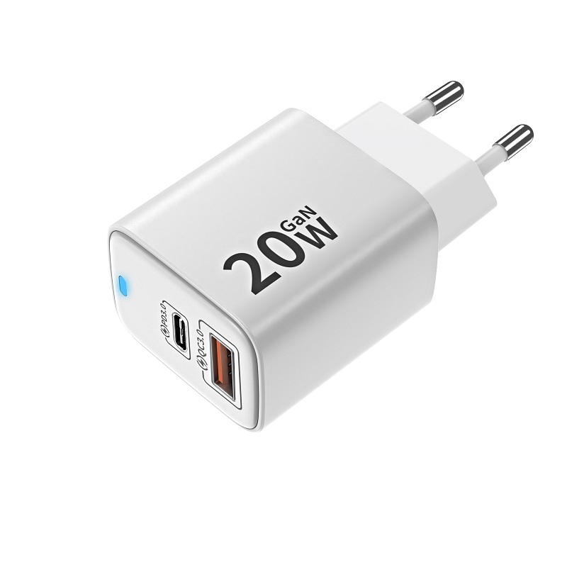GaN Wall Charger  Dual Port  USB-C +A PD 20W