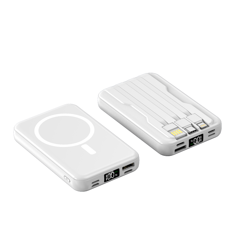 10000mAh MagSafe Wireless Charging Power Bank built-in cable